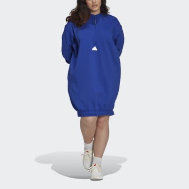 Dam Sportswear Blå Half-Zip Sweater Dress (Plus Size)