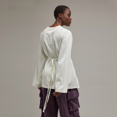 Women y_3 White Y-3 세일 클로저 긴팔 티