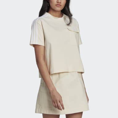 Remera Adicolor Classics Poplin Back Holgada Beige Mujer Originals