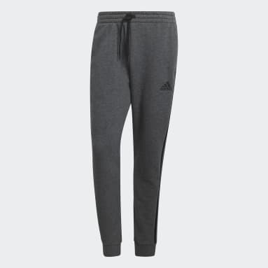 Men's Essentials Grey Essentials French Terry Tapered-Cuff 3-Stripes Pants