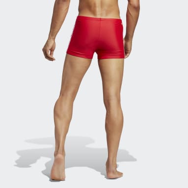 Men Swimming Red Classic 3-Stripes Swim Boxers