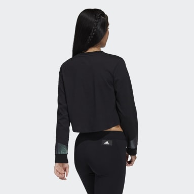 Women's Sportswear Black Holiday Graphic Cropped Long Sleeve Tee