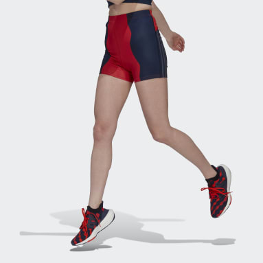 ผู้หญิง วิ่ง สีแดง กางเกงปั่นจักรยานขาสั้น Marimekko Run Icons