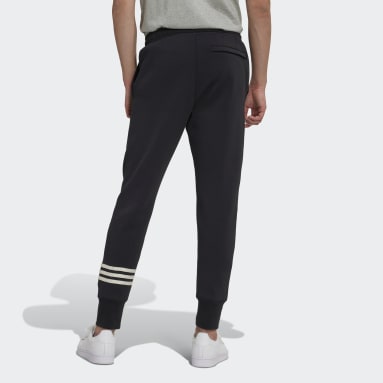 Pantalon jogging fitness homme coton majoritaire coupe droite - 3 Stripes  noir ADIDAS