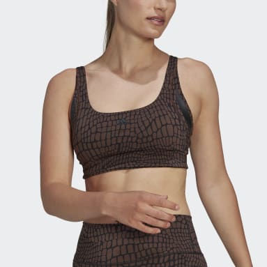 Top Deportivo HIIT Powerimpact Luxe Training Soporte Medio Estampado Marrón Mujer Training