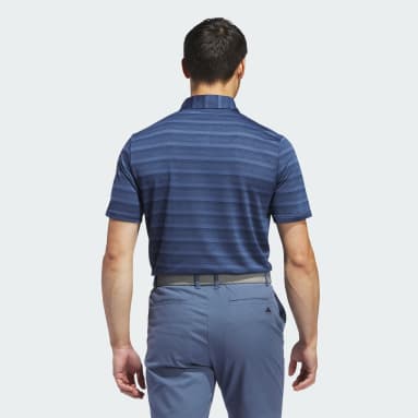 Men Golf Blue Two-Color Striped Polo Shirt