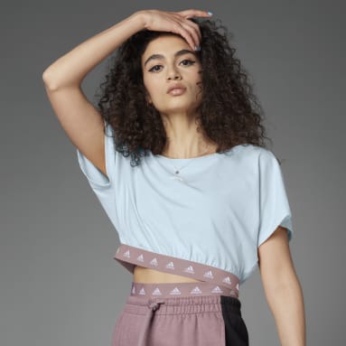 T-shirt court en coton Hyperglam Bleu Femmes Entraînement