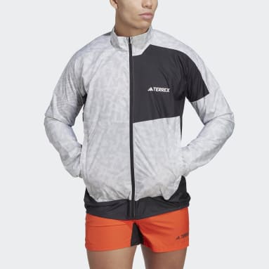 ผู้ชาย TERREX สีขาว เสื้อแจ็คเก็ตกันลมสำหรับวิ่งเทรล Terrex