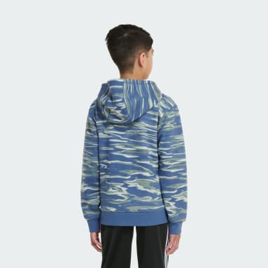Youth Training Blue Allover Print Liquid Camo Pullover Hoodie