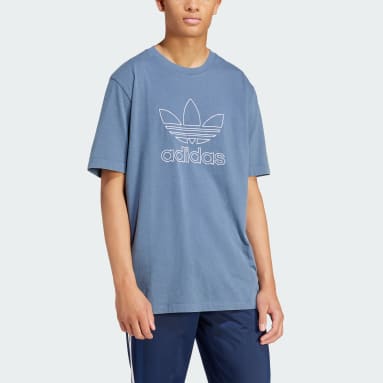 T-shirt adicolor Outline Trefoil Blu Uomo Originals