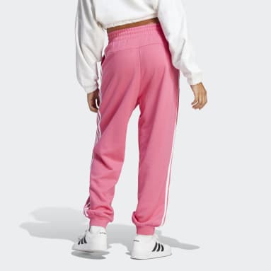 Calças de Corte Largo em Moletão 3-Stripes Essentials Rosa Mulher Sportswear