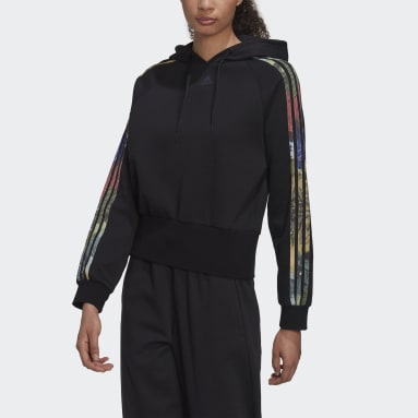 Buzo con Capucha Estampado Negro Mujer Sportswear