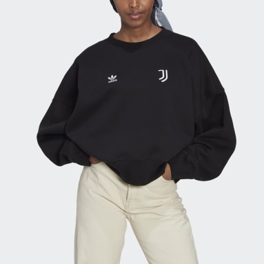 Women Originals Black Juventus Essentials Trefoil Crewneck Sweatshirt