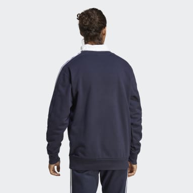 Sudadera Essentials 3 Franjas Felpa Francesa Azul Hombre Sportswear