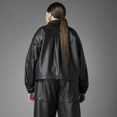 Women Lifestyle Black Always Original Faux Leather Track Jacket (Plus Size)