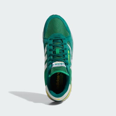 Adidas green stripe trainers sale