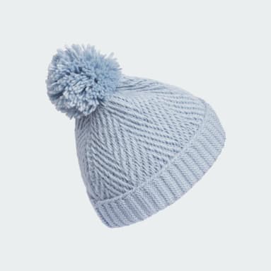 Children Skiing Blue Twilight 4 Pompom Beanie
