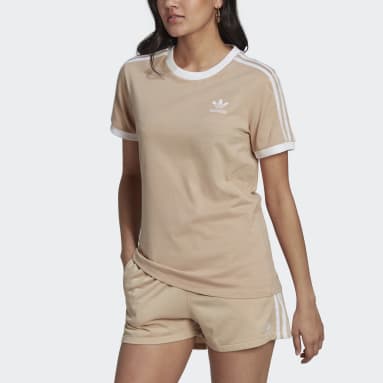 T-shirt Adicolor Classics 3-Stripes Beige Femmes Originals