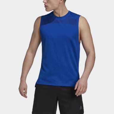 Hombre Ropa de Camisetas y polos de Camisetas de tirantes Camiseta sin mangas AEROREADY Yoga adidas de Algodón de color Azul para hombre 