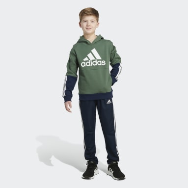 Youth Training Green Colorblock Pullover Hoodie