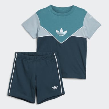 Infants Originals Turquoise Adicolor Shorts and Tee Set