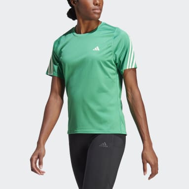 T-shirt de running Run Icons 3-Stripes Low-Carbon Vert Femmes Running