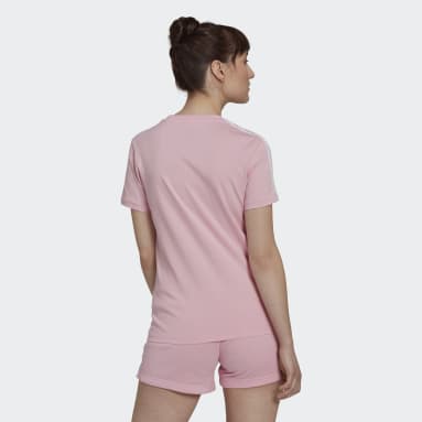 T-shirt Justa 3-Stripes Essentials Rosa Mulher Sportswear