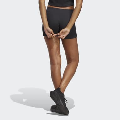Women Training Black Lounge Rib Booty Shorts