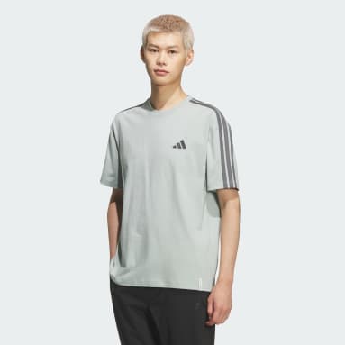 エッセンシャルズ プラス ルーズフィット スリーストライプス シングルジャージー半袖Tシャツ