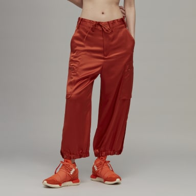 Women Lifestyle Red Y-3 Classic Tech Silk Cargo Pants