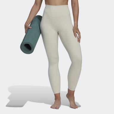 Calzas 7/8 adidas Yoga Luxe Studio Tiro Extra Alto Beige Mujer Training