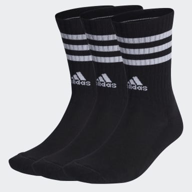บาสเกตบอล สีดำ ถุงเท้าความยาวครึ่งแข้งนุ่มสบาย 3-Stripes (3 คู่)