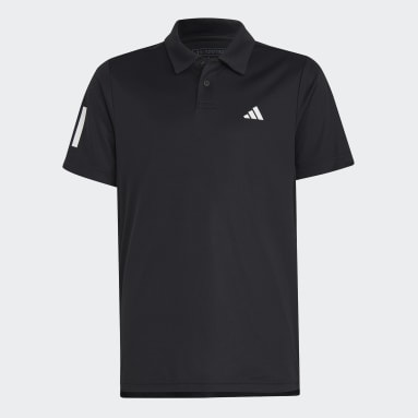 Youth 8-16 Years Tennis Black Club Tennis 3-Stripes Polo Shirt