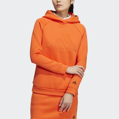 Women Golf Orange 3-바 긴팔 풀오버 후디