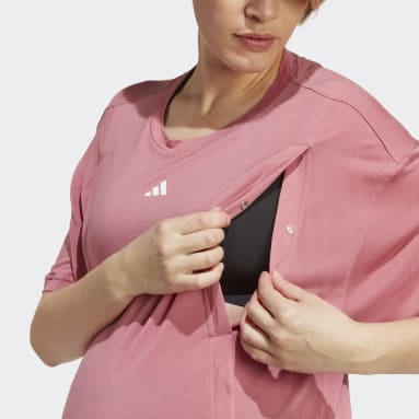 Women Gym & Training Pink AEROREADY Train Essentials Nursing Tee (Maternity)