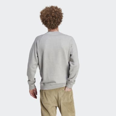 Men Originals Grey Adicolor Classics Trefoil Crewneck Sweatshirt