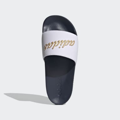 adidas Gummi Adilette in Weiß Damen Schuhe Flache Schuhe Zehentrenner und Badelatschen 