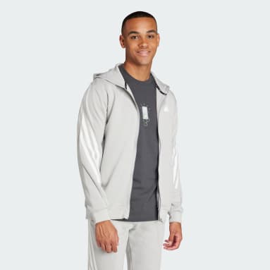 Veste à capuche entièrement zippée 3 bandes Future Icons Gris Hommes Sportswear