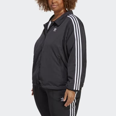 Women's Originals Black Adicolor Classics 3-Stripes Coach Jacket (Plus Size)