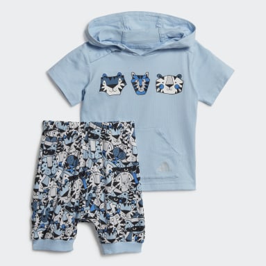 синий Комплект: футболка и шорты adidas Graphic