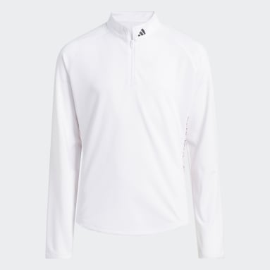 Youth Golf White Long Sleeve Mock Neck Polo Shirt Kids