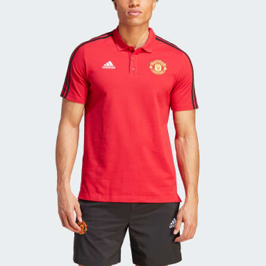 Men Football Red Manchester United DNA 3-Stripes Polo Shirt