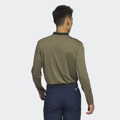 Men Golf Green Long Sleeve Polo Shirt