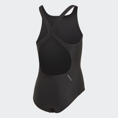 Girls Swimming Black Solid Fitness Swimsuit