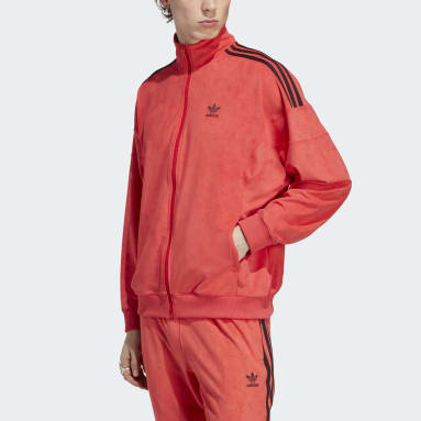 Men's Originals Red Adicolor Classics Plush Track Jacket