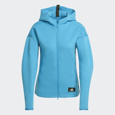 Frauen Sportswear adidas Sportswear Mission Victory Kapuzenjacke Blau