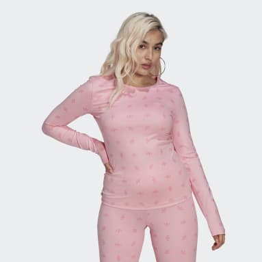Women Lifestyle Pink Slim Allover Print Long Sleeve Tee