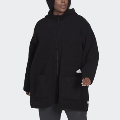Ženy Sportswear černá Sportovní bunda Polar Fleece Long Hooded (plus size)