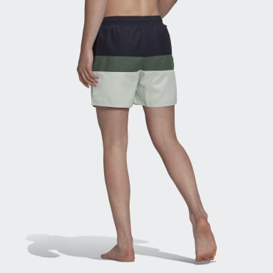 Men Swimming Blue Short-Length Colorblock Swim Shorts