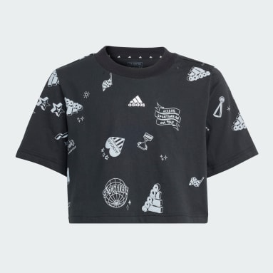 Camiseta Cropped Estampada Brand Love Infantil Preto Meninas Sportswear